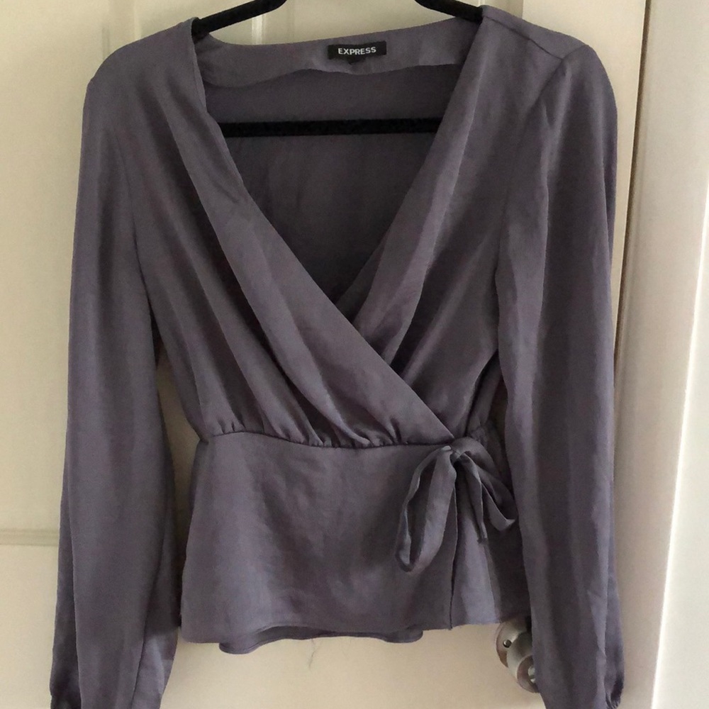 Express Silver Peplum Top